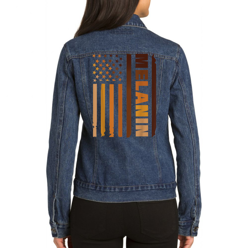 Melanin Skin Color Equality Afro American Black Pride Flag T Shirt Ladies Denim Jacket | Artistshot