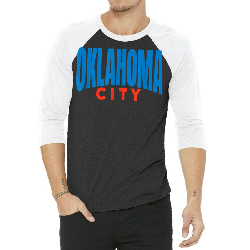 Oklahoma City Blueorangered Fun Simple & Basic Okc Minimal T Shirt 3/4 Sleeve Shirt by linbere | Artistshot