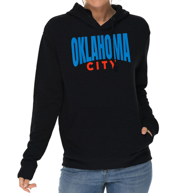 Oklahoma City Blueorangered Fun Simple & Basic Okc Minimal T Shirt Lightweight Hoodie by linbere | Artistshot