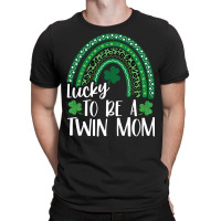 Lucky To Be A Twin Mom St Patrick's Day Leopard Rainbow Long Sleeve T T-shirt | Artistshot