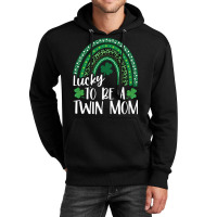 Lucky To Be A Twin Mom St Patrick's Day Leopard Rainbow Long Sleeve T Unisex Hoodie | Artistshot