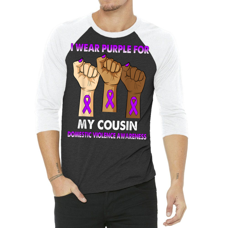 Silence Hand I Wear Purple For My Cousin Domestic Violence T Shirt 3/4 Sleeve Shirt by casimircorjki0 | Artistshot