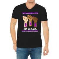 Silence Hand I Wear Purple For My Mama Domestic Violence T Shirt V-neck Tee | Artistshot