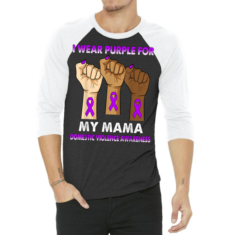 Silence Hand I Wear Purple For My Mama Domestic Violence T Shirt 3/4 Sleeve Shirt by kaykemyjoa | Artistshot