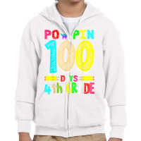 Poppin 100 Days 4th Grade Dinosaur Primary School Kid T Shirt Youth Zipper Hoodie | Artistshot