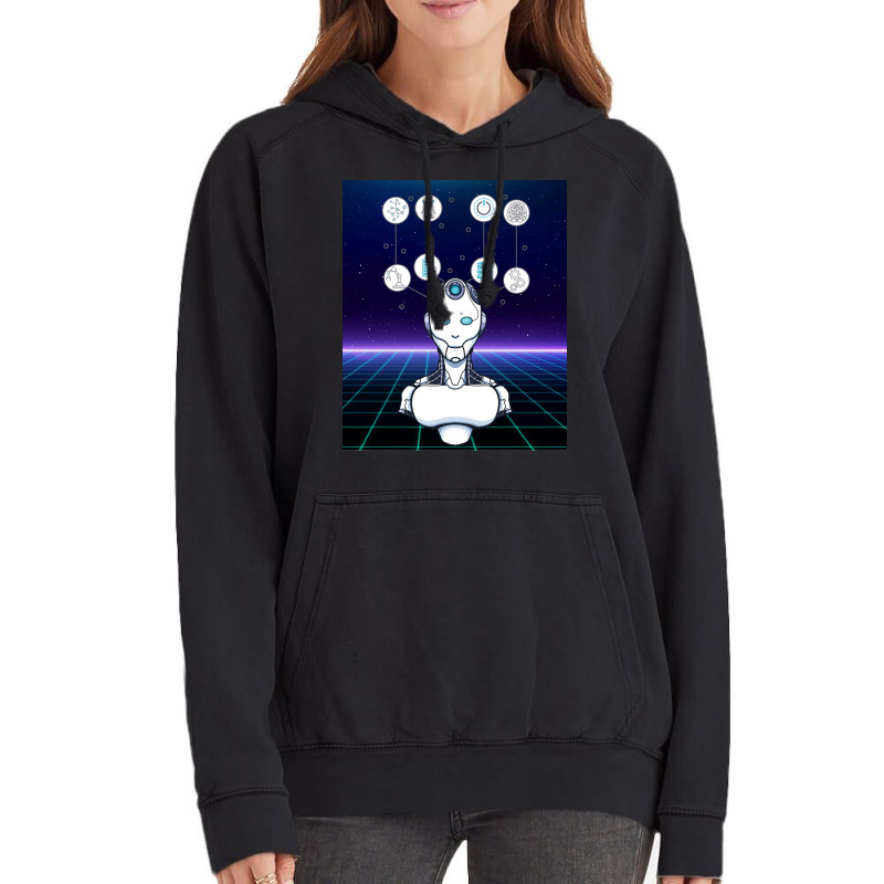 Artificial Intelligence Cyberpunk Robotic Humanoid Vintage Hoodie | Artistshot