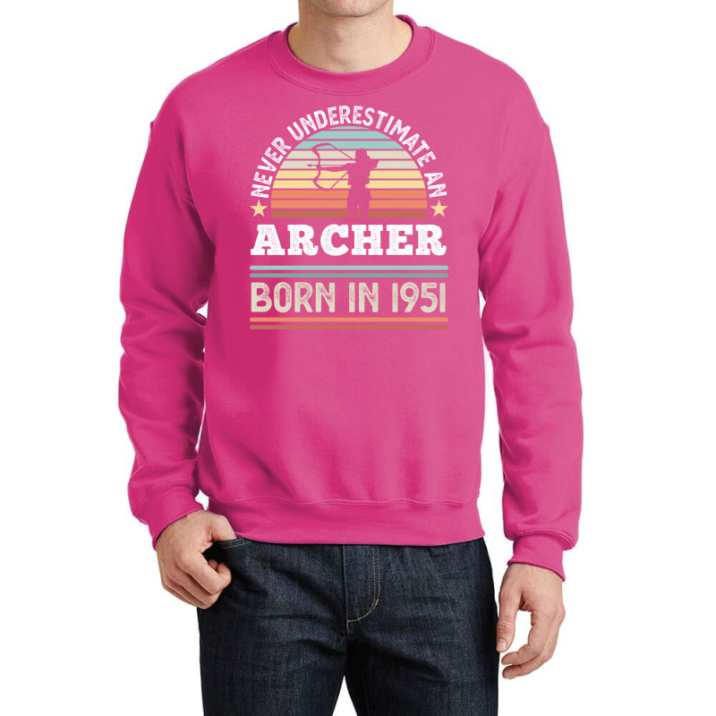 Archer Born 1951 70th Birthday Archery Gift Yellow Crewneck Sweatshirt | Artistshot