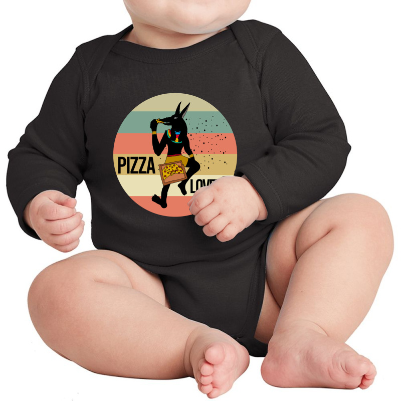 Anubis Eating Pizza Long Sleeve Baby Bodysuit by Cypryanus | Artistshot