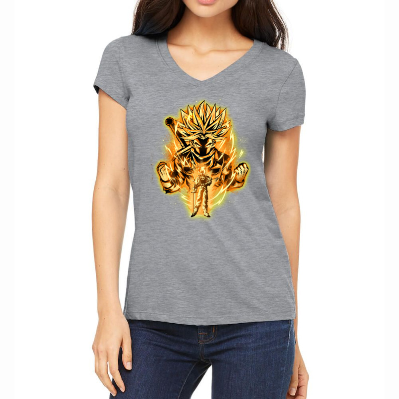 Golden Saiyan Trunks Women's V-Neck T-Shirt by lemoxmahichu | Artistshot