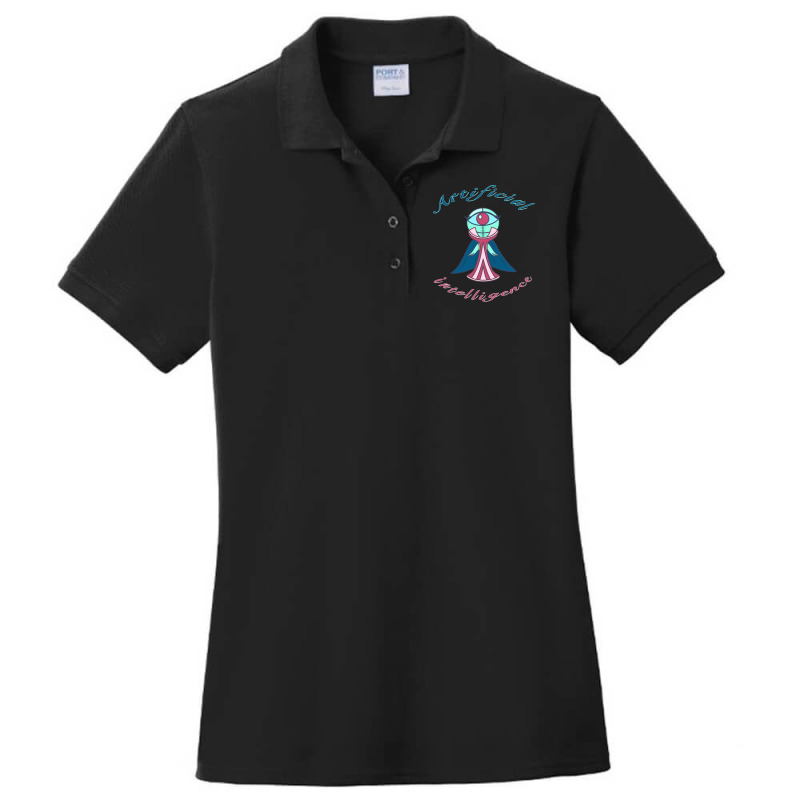 Ms Ai   Black Background Ladies Polo Shirt by chiwentenango | Artistshot