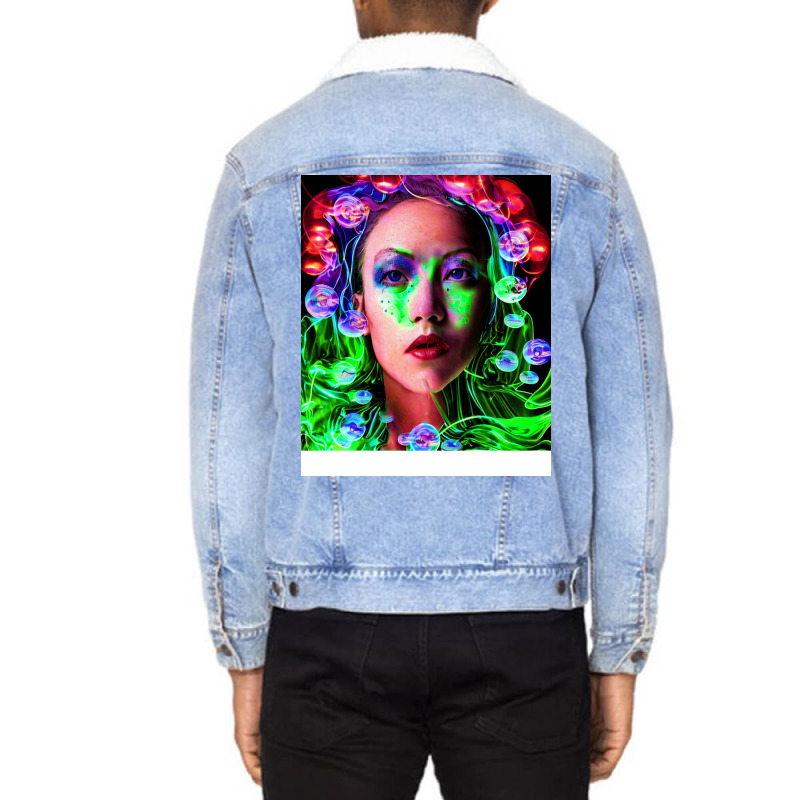 Neon Bubble Unisex Sherpa-Lined Denim Jacket by algouddodyd | Artistshot