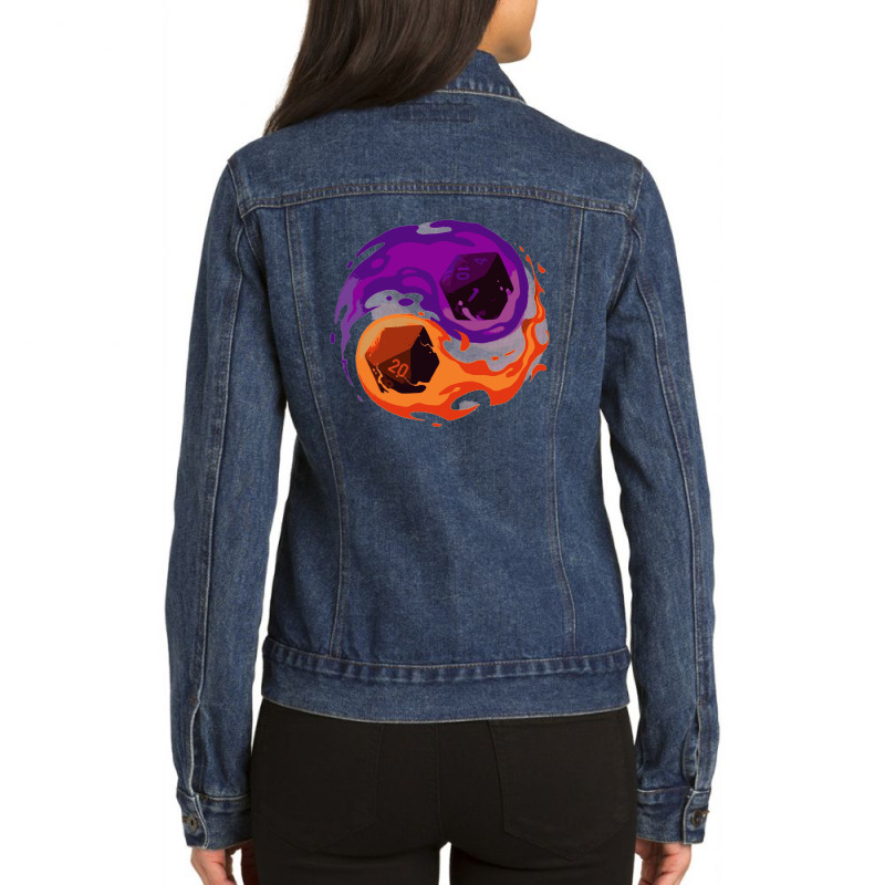 Balance Dice   Dungeon Master Rpg Player   Role Playing Critical Hit Ladies Denim Jacket | Artistshot