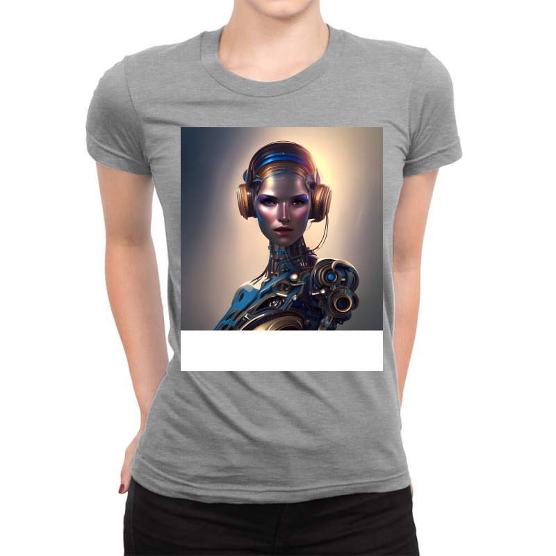 Ai Robot Girl With Headphones Ladies Fitted T-Shirt by dolaretsernf | Artistshot