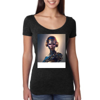 Ai Robot Girl With Headphones Women's Triblend Scoop T-shirt | Artistshot