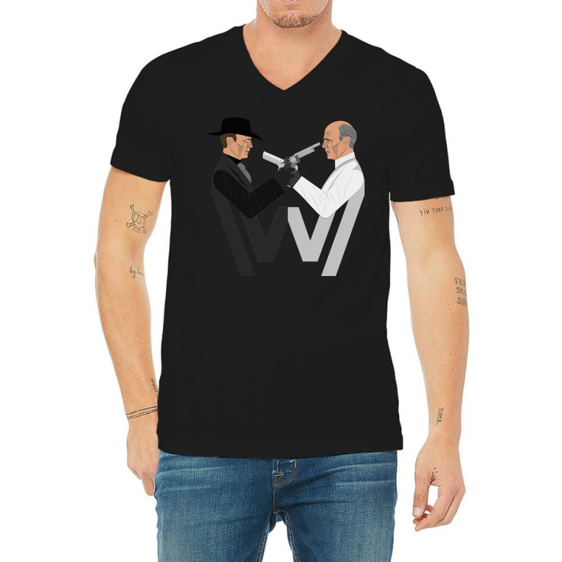 Man Black White William V-neck Tee | Artistshot