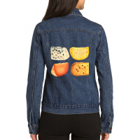 Different Types Of Cheese,cheese Pack Blue Cheese, Maasdam Ladies Denim Jacket | Artistshot