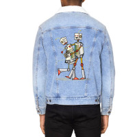 Robot Love Valentine Unisex Sherpa-lined Denim Jacket | Artistshot