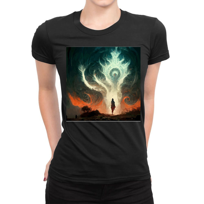 Blood Born Traveler Giant Wind Magic Poster Ladies Fitted T-Shirt by milerbenjam | Artistshot