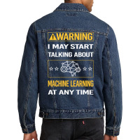 Funny Yellow Warning Machine Learning Men Denim Jacket | Artistshot