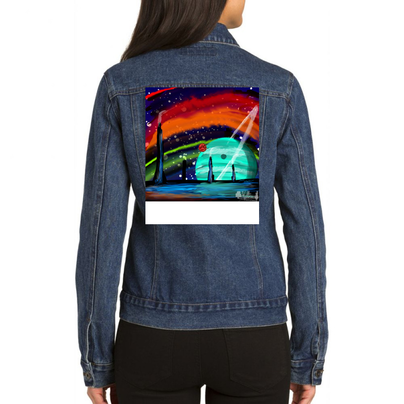 Alien Worlds Retro Ladies Denim Jacket by atibadarzerf | Artistshot