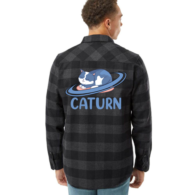 Caturn Sleeping Cat On Planet Saturn Astronomy Flannel Shirt | Artistshot