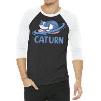 Caturn Sleeping Cat On Planet Saturn Astronomy 3/4 Sleeve Shirt | Artistshot