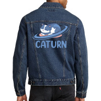 Caturn Sleeping Cat On Planet Saturn Astronomy Men Denim Jacket | Artistshot