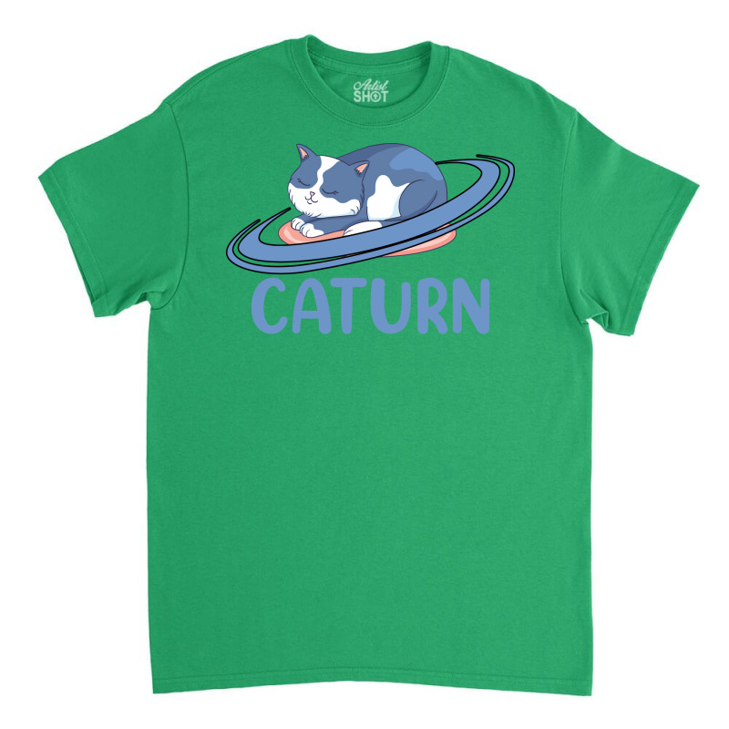 Caturn Sleeping Cat On Planet Saturn Astronomy Classic T-shirt | Artistshot