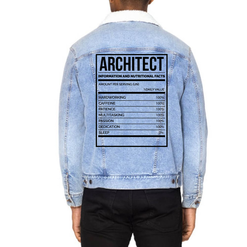 Awesome And Funny Nutrition Label Architect Architects Architecture Sa Unisex Sherpa-lined Denim Jacket | Artistshot