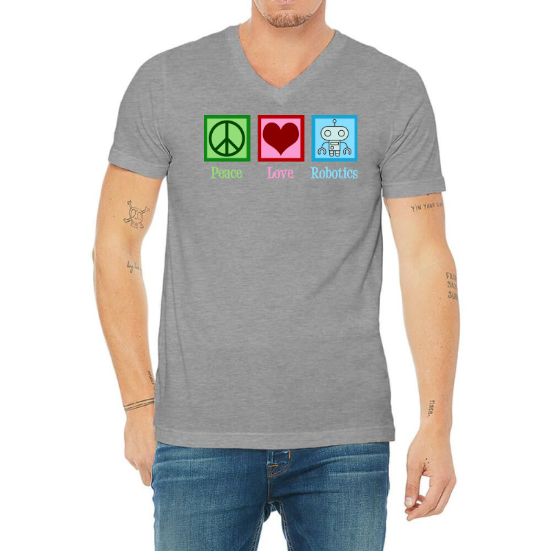 Peace Love Robotics V-neck Tee | Artistshot