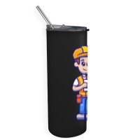 Man Architect Construction Holding Paper Sketch Cool Skinny Tumbler | Artistshot