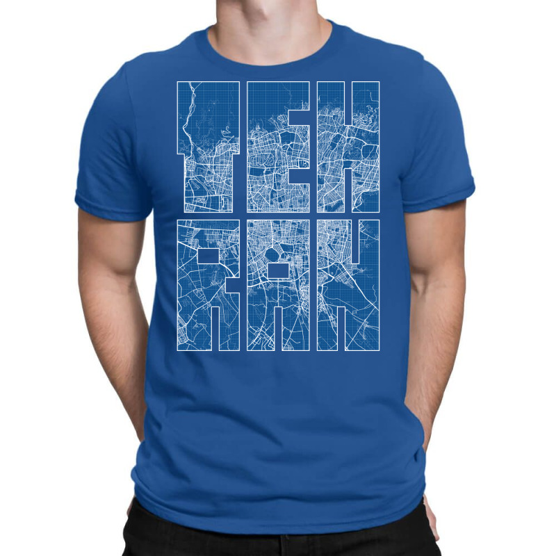 Tehran Iran City Map Typography Blueprint T-shirt | Artistshot