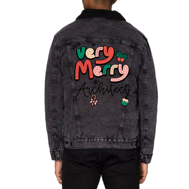 Very Merry Architect Christmas Humor Unisex Sherpa-lined Denim Jacket | Artistshot