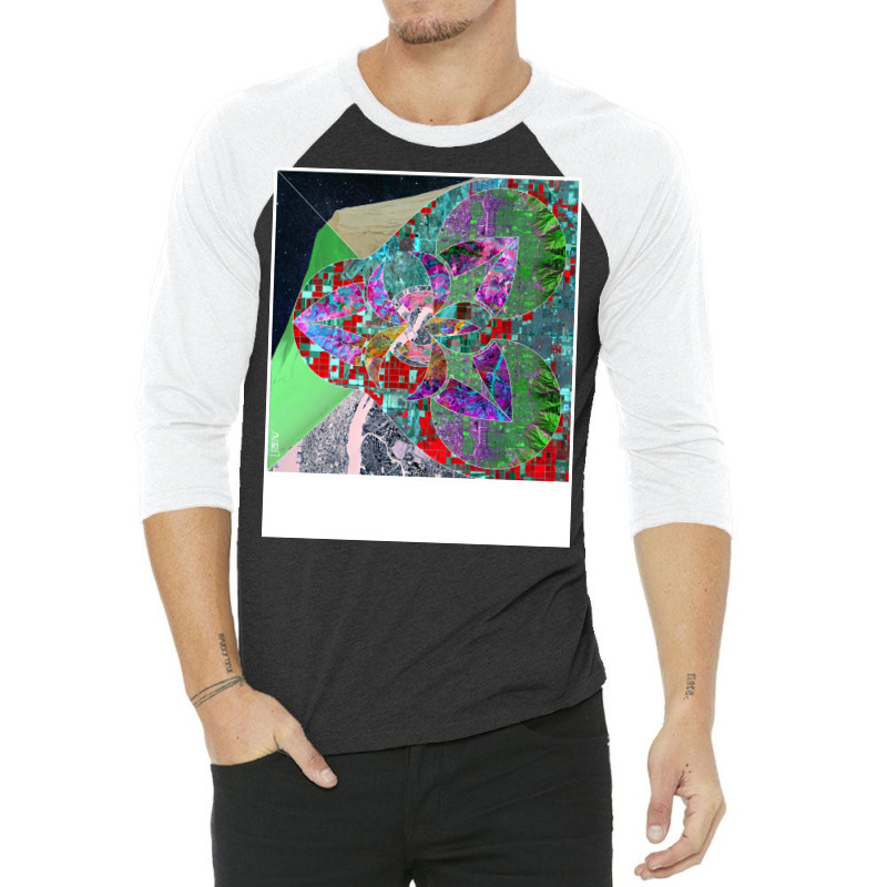 Satellite City In Urban Global Map Collage Art 70s 3/4 Sleeve Shirt | Artistshot