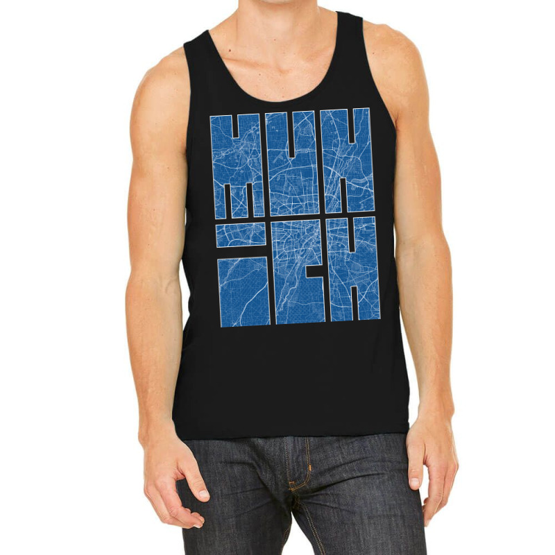 Munich Germany City Map Typography Blueprint Tank Top | Artistshot