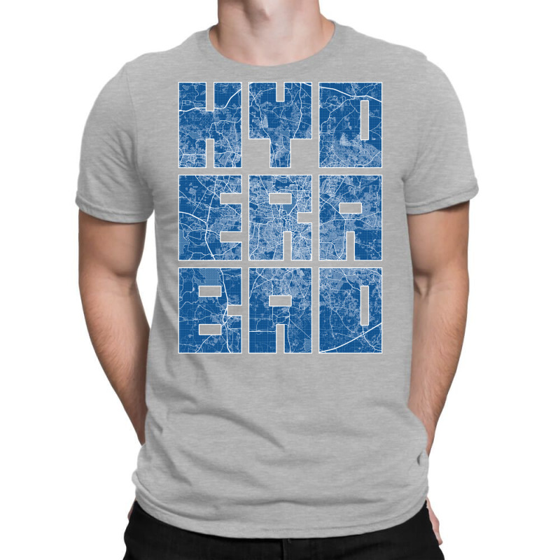 Hyderabad India City Map Typography Blueprint T-shirt | Artistshot