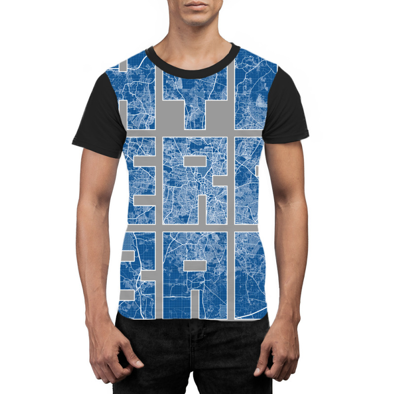 Hyderabad India City Map Typography Blueprint Graphic T-shirt | Artistshot