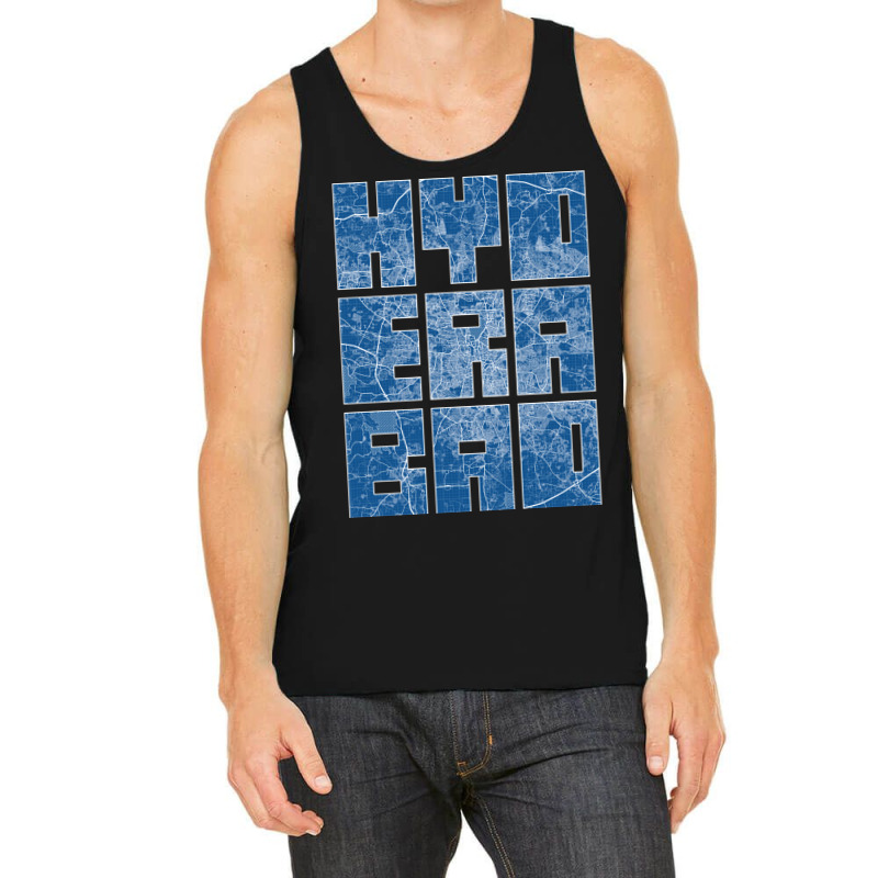 Hyderabad India City Map Typography Blueprint Tank Top | Artistshot