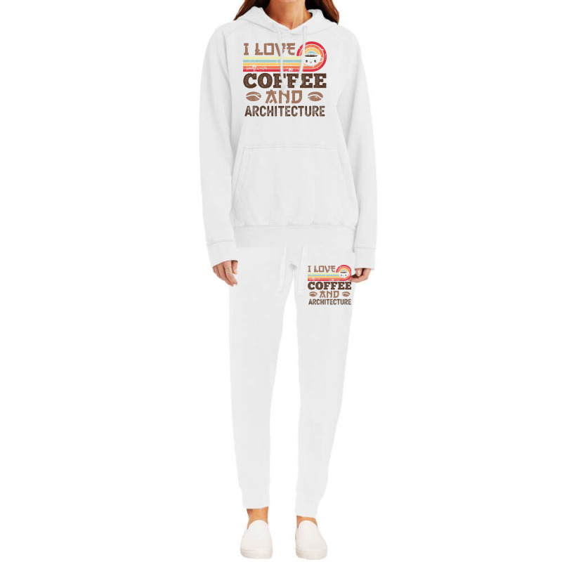 I Love Coffee And Architecture Retro Sunset Gift Quote Hoodie & Jogger Set | Artistshot