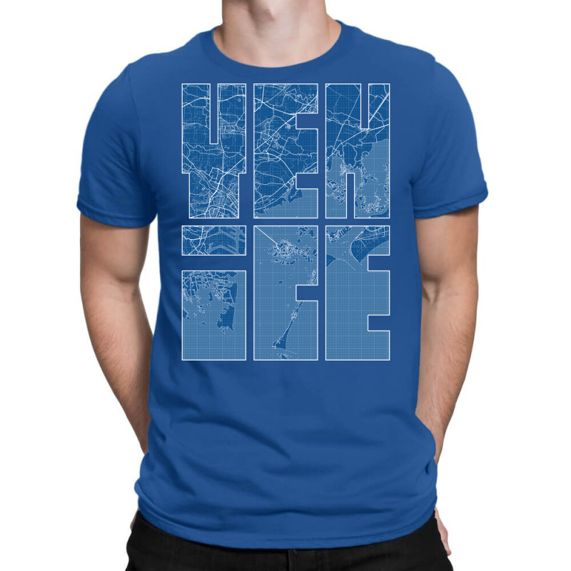 Venice Italy City Map Typography Blueprint T-shirt | Artistshot