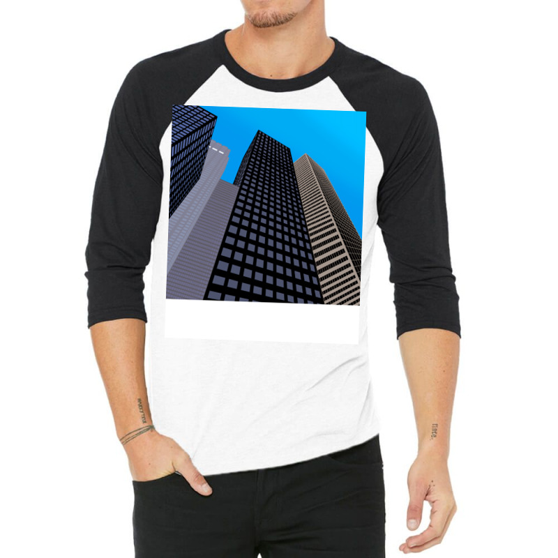 City Buildings And Blue Sky Summer 3/4 Sleeve Shirt | Artistshot