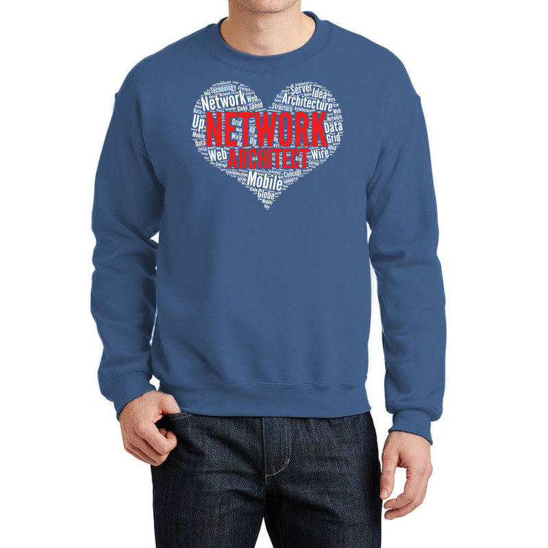 Network Architect Heart Shape Word Cloud Design Design Yellow Crewneck Sweatshirt | Artistshot