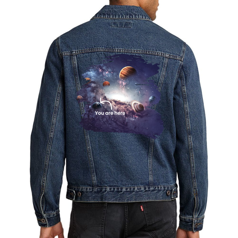 You Are Here Solar System Moon Space Girl Men Denim Jacket | Artistshot