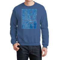 Detroit Michigan Usa Map Typography Blueprint Crewneck Sweatshirt | Artistshot