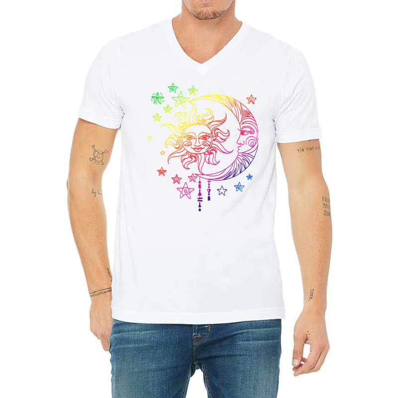 Astronomy Sun Moon Stars V-Neck Tee by thanetsadib | Artistshot