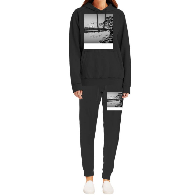 Black And White Landscape Summer Girl Hoodie & Jogger Set | Artistshot