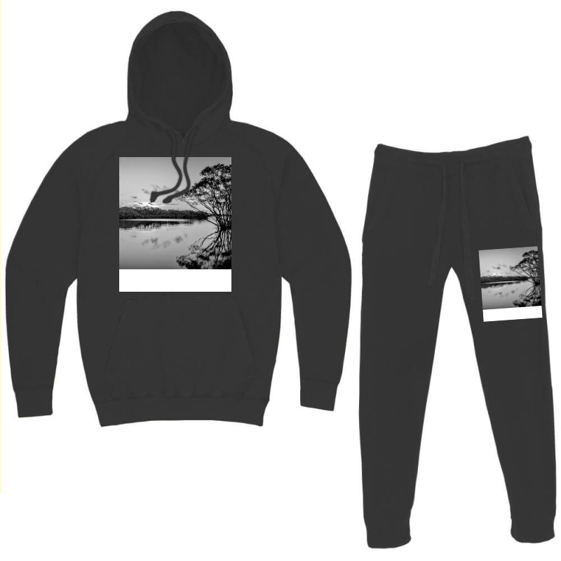 Black And White Landscape Summer Girl Hoodie & Jogger Set | Artistshot