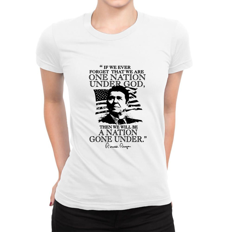 One Nation Under God Reagan Ladies Fitted T-Shirt by Suisui | Artistshot