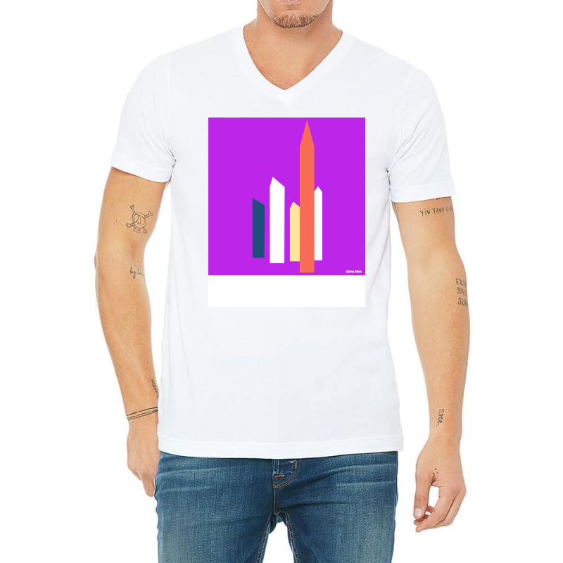 Satellite Towers Art In Mexican Landscape Wallpaper Of Modern Architec V-neck Tee | Artistshot