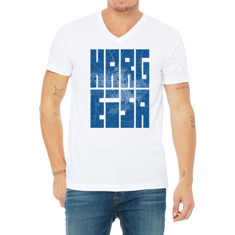 Hargeisa Somalia Map Typography Blueprint V-neck Tee | Artistshot